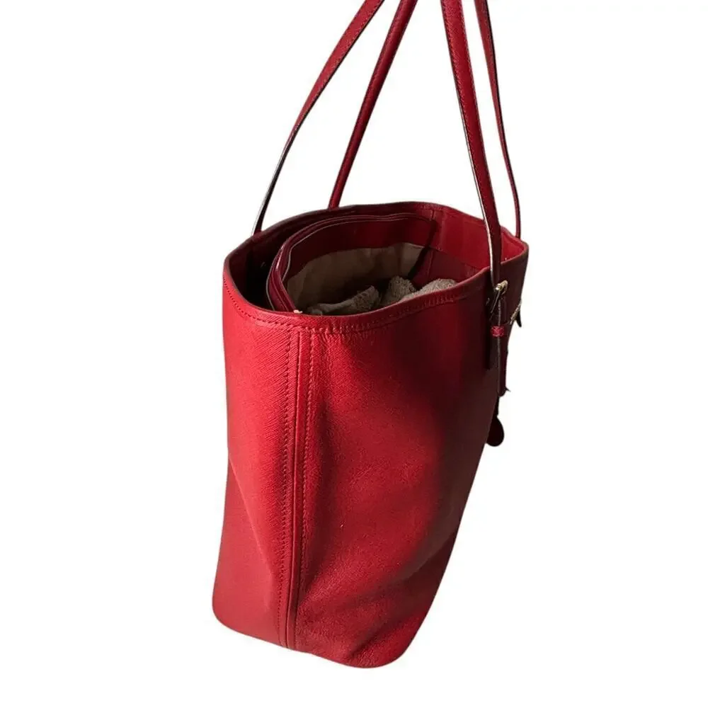 Michael Kors Jet Set Large Tote Bag Saffiano Leather Red